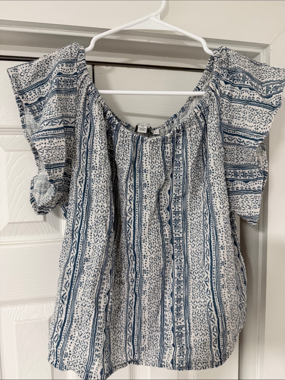 Blue & White Crop Blouse